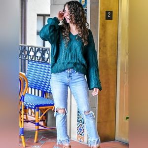 HUNTER GREEN KNIT SWEATER